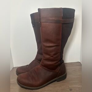 Eddie Bauer Tall Soft Leather Boots Women’s‎ 9.5 Brown Waterproof Side Zip.